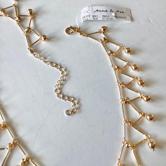 Anna & Ava Gold Tone And Drop Bead Multicolor Rhinestone Collar Necklace - Picture 12 of 14